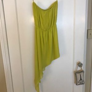 Mason neon green/yellow asymmetrical dress